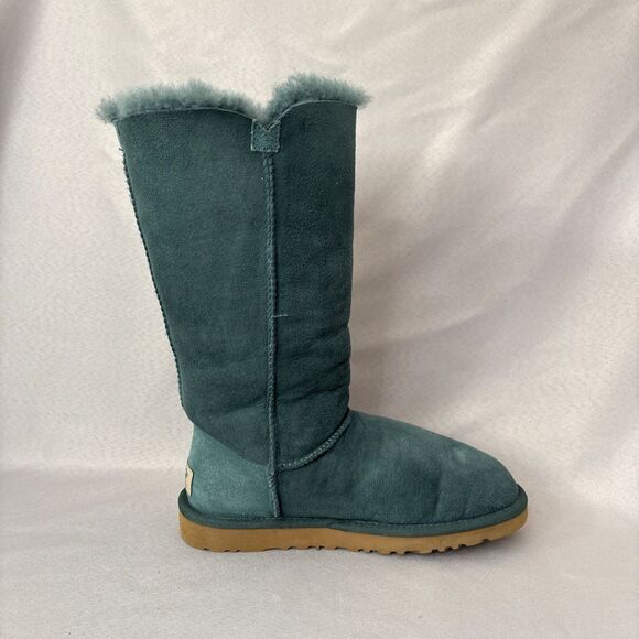 Womens UGG Boots Bailey Button Tall Triplet Teal Suede Boho Festival Rare Color6 - Picture 10 of 16